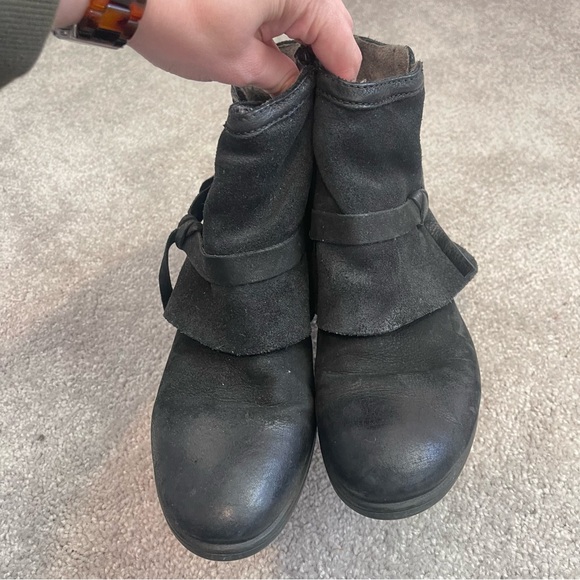 Miz Mooz Ankle Boots Womens 40 9-9.5 Black Suede Slouchy Western Boho Side Zip - Picture 4 of 9